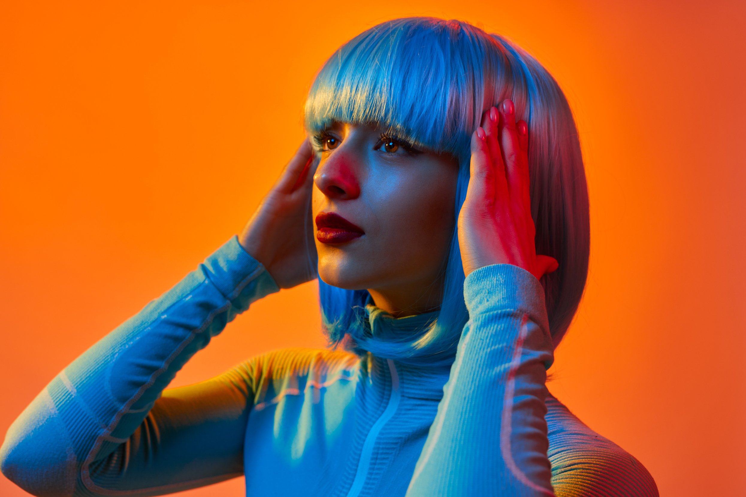 Futuristic woman reading minds